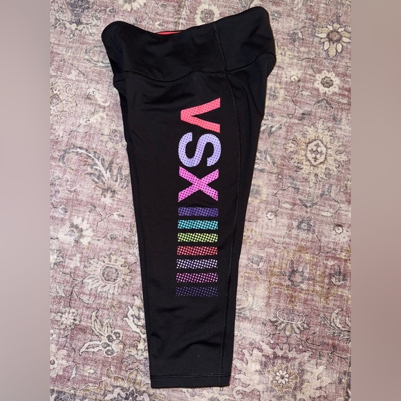 Victoria's Secret Pants - Victoria's Secret Women’s Black Cropped Leggings with Rainbow Logo
